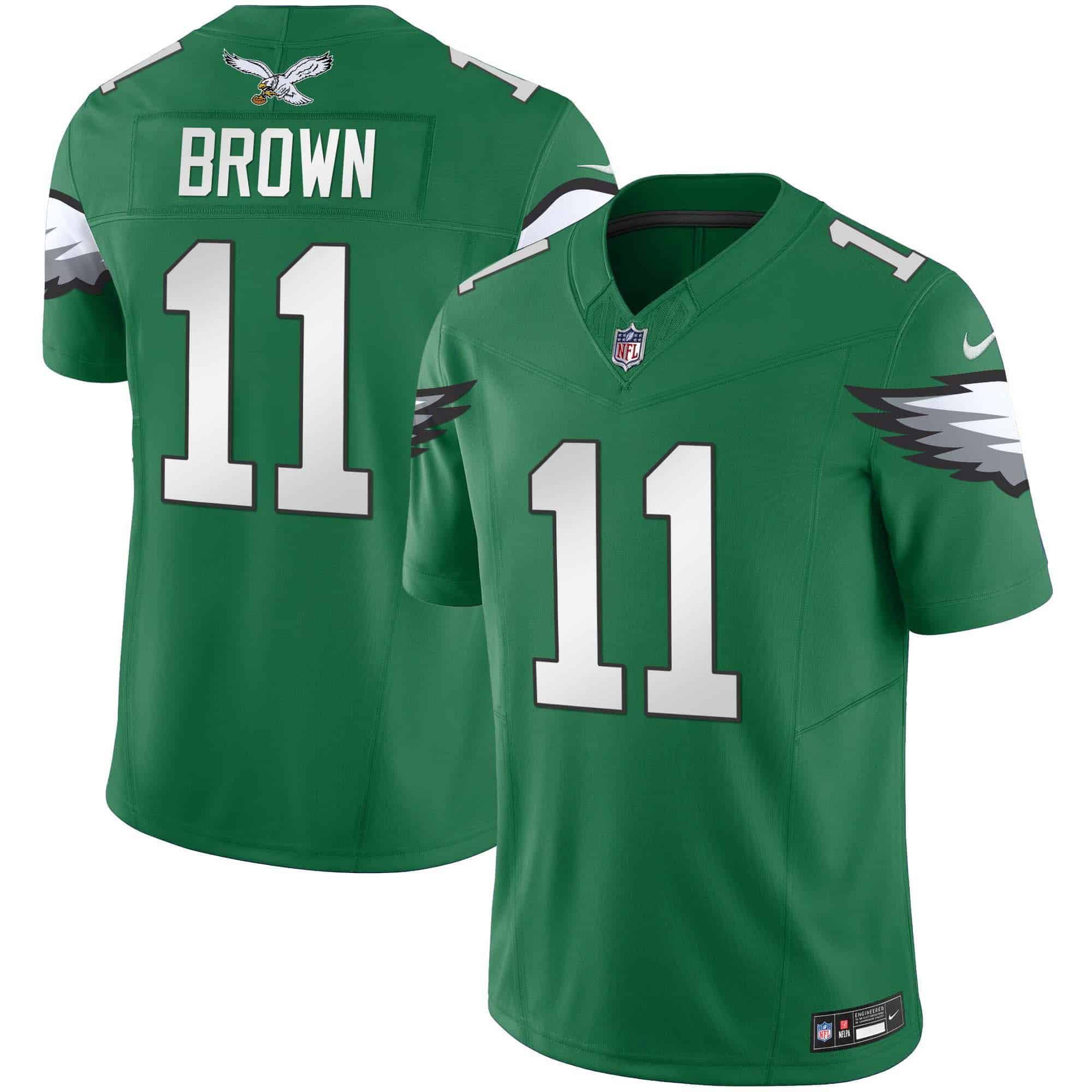 Men Philadelphia Eagles 11 Brown Green 2024 Nike Vapor Limited NFL Jersey